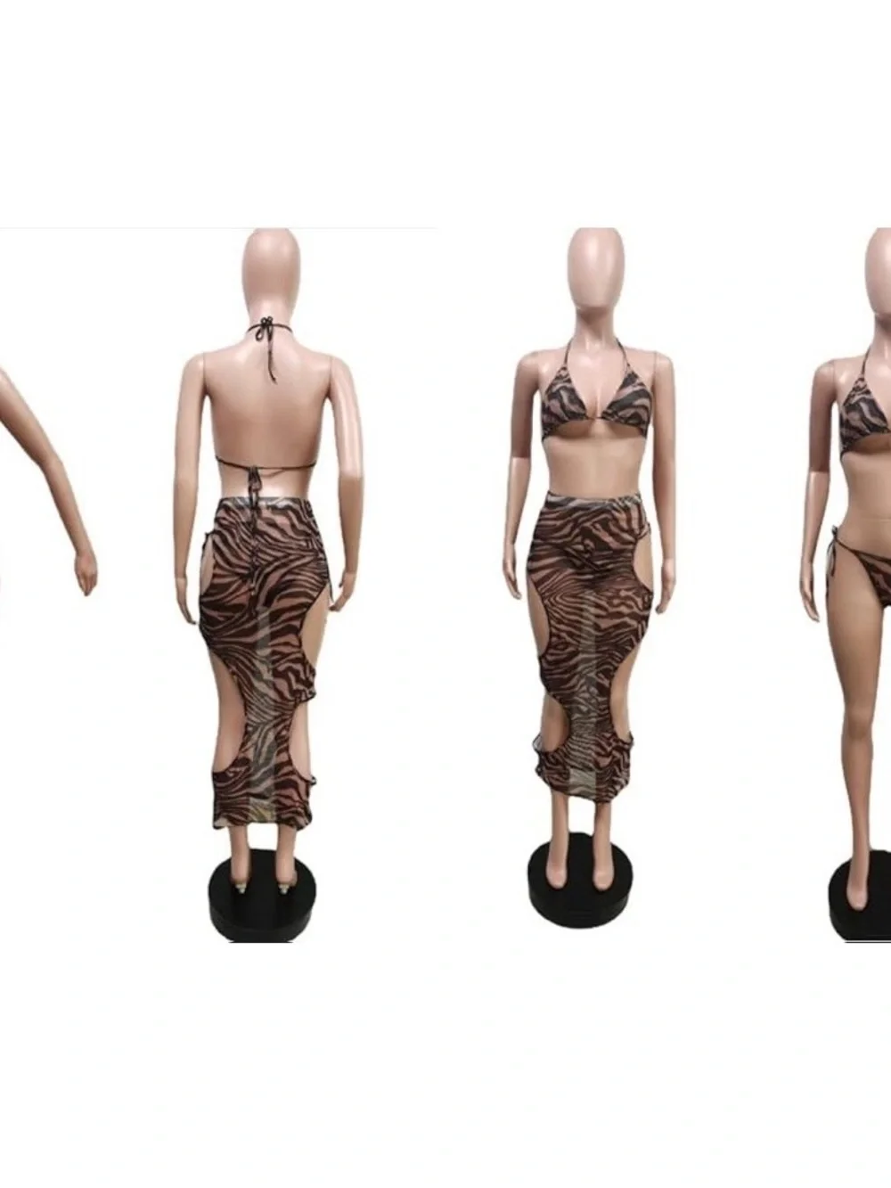 Brown Zebra Print Cutout Maxi Skirt Set